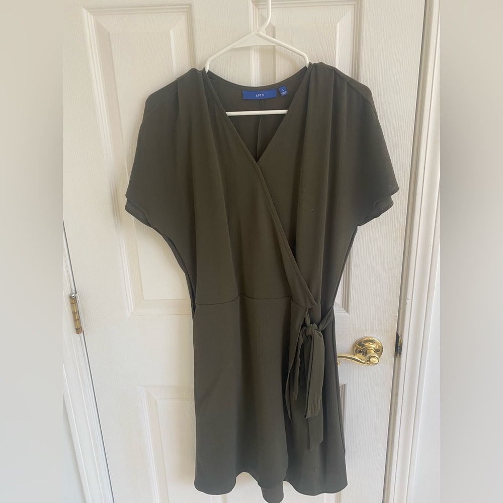 Olive green wrap dress